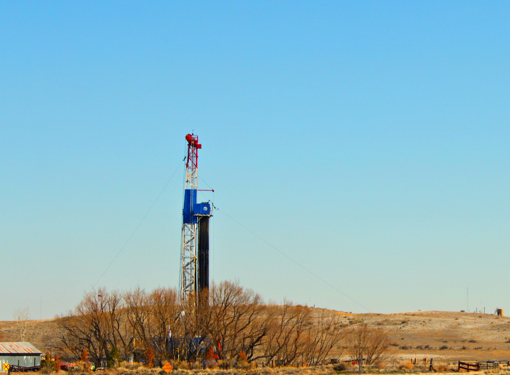 This natural gas hydraulic fracturing well is located on HWY 257 just southeast of Windsor, Colorado. 
Photo Credit: Haley Osborn