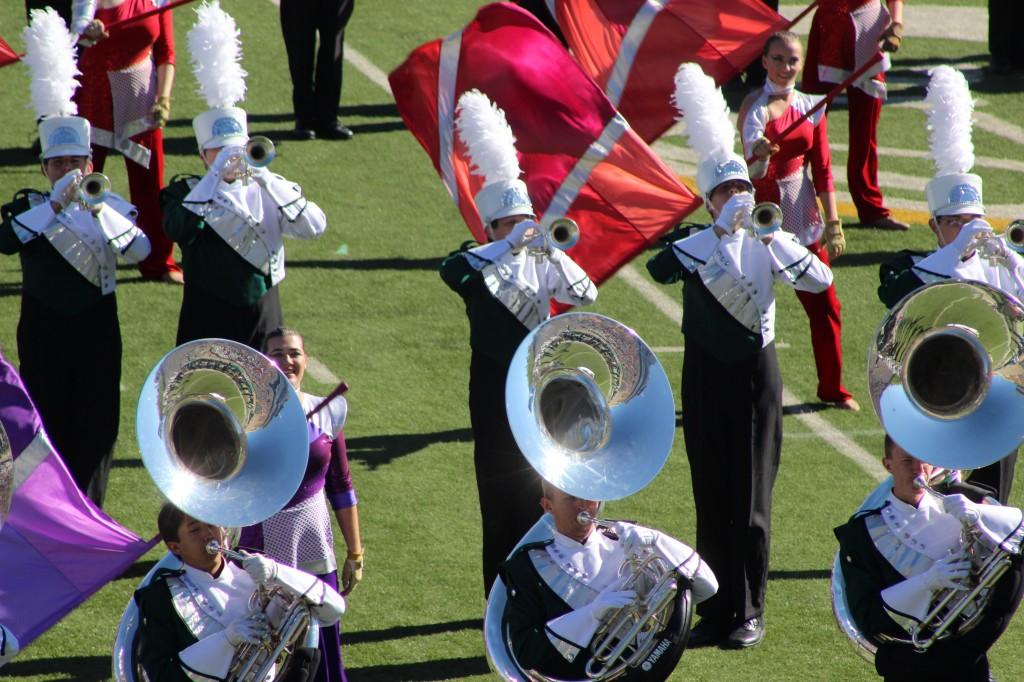 The Fossil Ridge High School Marching Band performs during preliminaries in the Marching Band State Competition on Oct. 26. 
Photo Credit: Chandler Gould