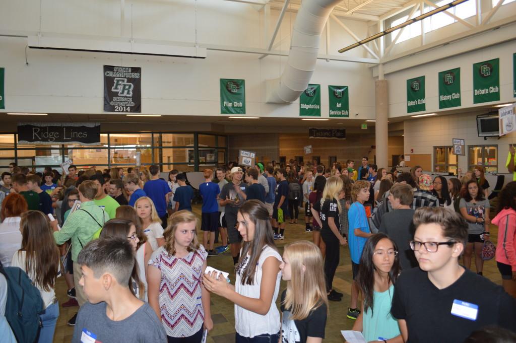 Freshmen gathered in the commons.