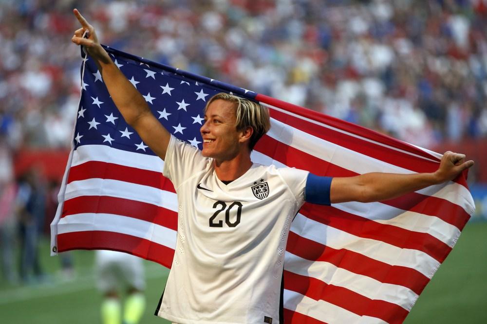 Jul 5, 2015; Vancouver, British Columbia, CAN; United States forward Abby Wambach (20) celebrates after defeating Japan in the final of the FIFA 2015 Womens World Cup at BC Place Stadium. United States won 5-2. Mandatory Credit: Michael Chow-USA TODAY Sports  ORG XMIT: USATSI-230322 ORIG FILE ID:  20150705_ajw_mc1_237.jpg