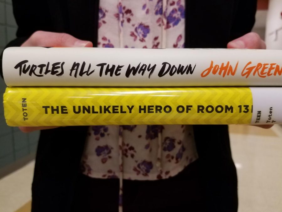 Turtles+All+the+Way+Down+by+John+Green+and+The+Unlikely+Hero+of+Room+13B+by+Teresa+Toten+both+tell+poignant+stories+about+the+realities+of+living+with+OCD.+Photo+Credit%3A+Serena+Bettis+