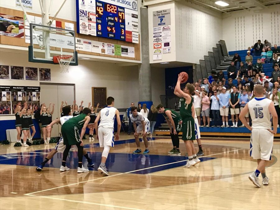 Calvin Marley sinks two free throws in cross-town rival game vs Poudre HS. Photo Credit: Emily Brey