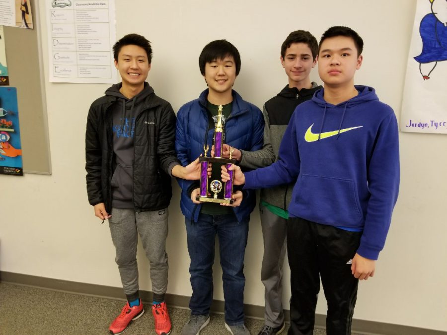 The Fossil State Chess Team, from left to right: Kylan Jin, Josh Lee, Ethan Ko, and Curtis Chun
Photo Credit: Zach Bekkedahl