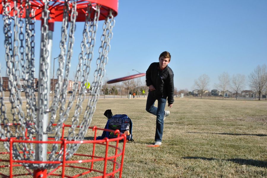 Alex Rogers trying out the new disc golf course