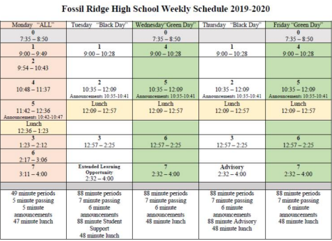 The new schedule was included in the Fossil Ridge January newsletter.