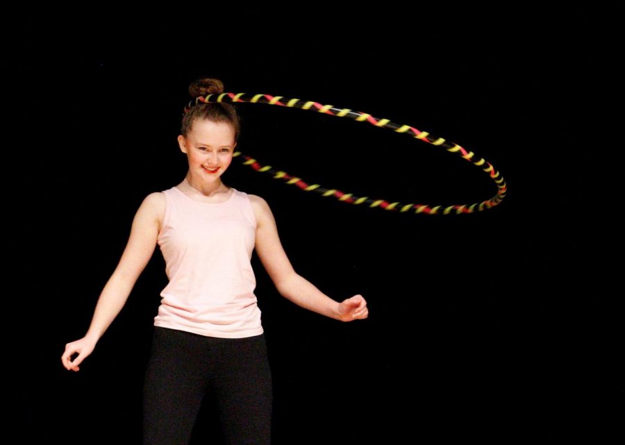 Brielle Hendersons act consisted of hula hooping, a skill she has only developed in the last year.  This is the first time Ive done it to music before. I taught myself how to hula hoop at a family reunion and I did a class last year. Even if I crash and burn Ill do it in style, she laughed.