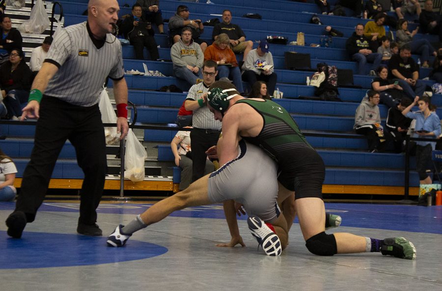 Ginther during his second match after scoring with a two-point takedown. 