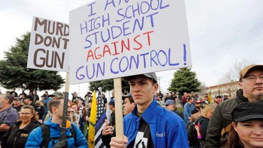 Students protesting the ideas of gun control. 