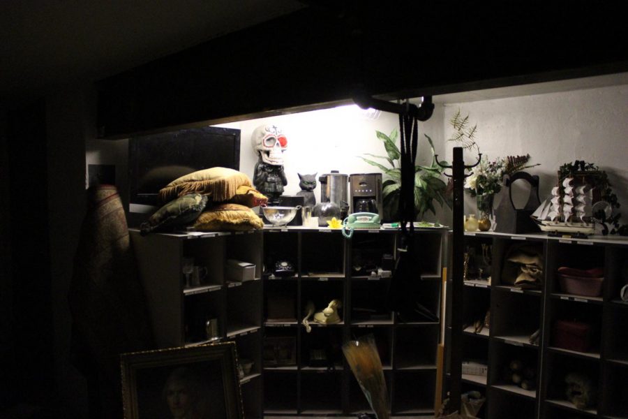 The props cage is located underneath the stage in the Performing Arts Center and holds a variety of random items, from fake headstones to old telephones.