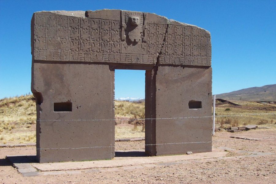 The Gate of the Sun, with the diety on the top, represents good seasons and weather for farming.