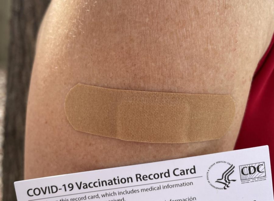 COVID-19 vaccination cards reflect when teachers got their vaccines.