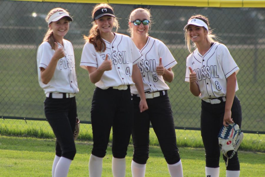 From Left: Morgan Curtis, Elizabeth Browning, Paige Abrames, and Baylee Rosecrans before the game on Thursday
