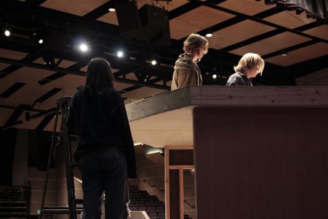 Marcy Slader and Ayer working to finish the top of a set piece.