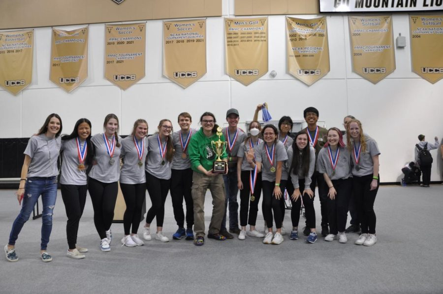 All 15 members of Fossils Team Black who won the state competition held at UCCS.