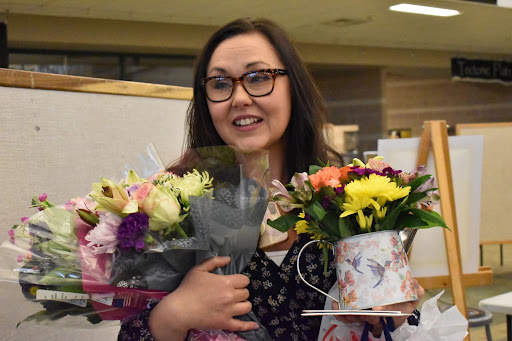 Lemmon is showered with gifts and flowers from her AP students as a thank you for all her hard work.