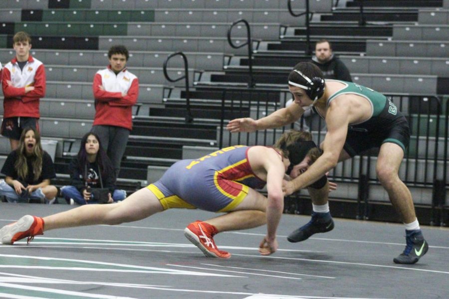 Senior Anthony Gallegos during Fossil RIiges dual against Rocky Mountain.