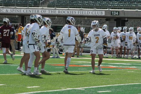 PSD celebrating a goal against Windsor during this matchup at Canvas Stadium.