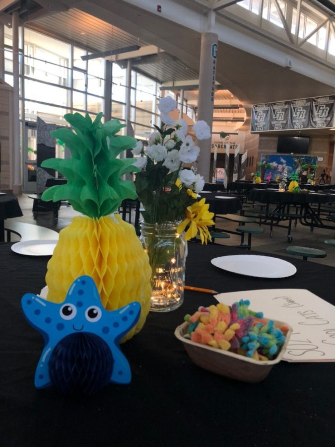 Fossil honor societies came together to decorate the commons in tropical theme for Trivia Night