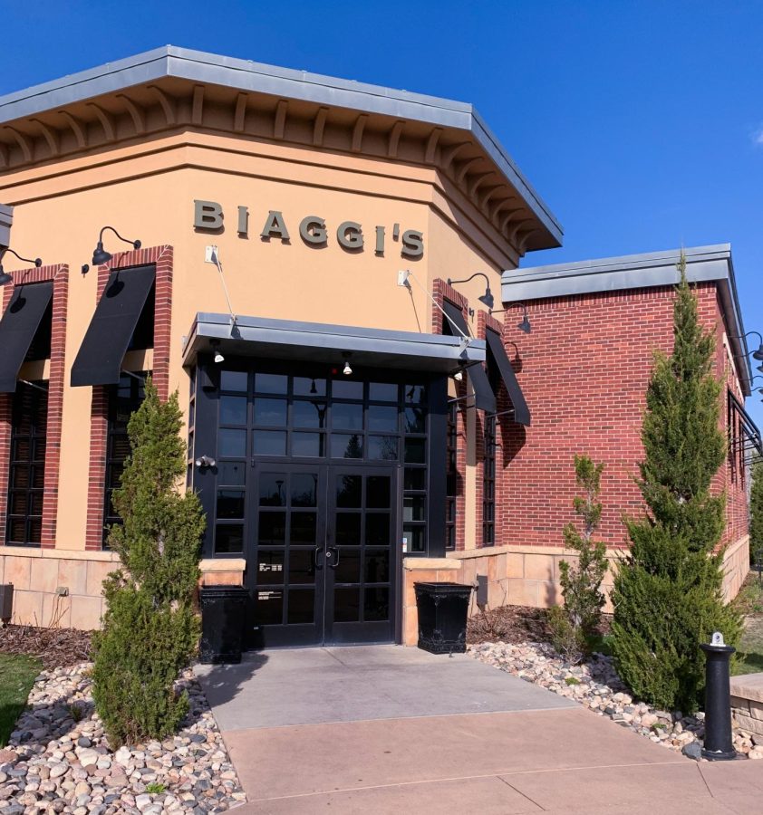 Located in The Promenade Shops at Centerra, Biaggis serves food on a typical day from 11 A.M to 9 P.M. 