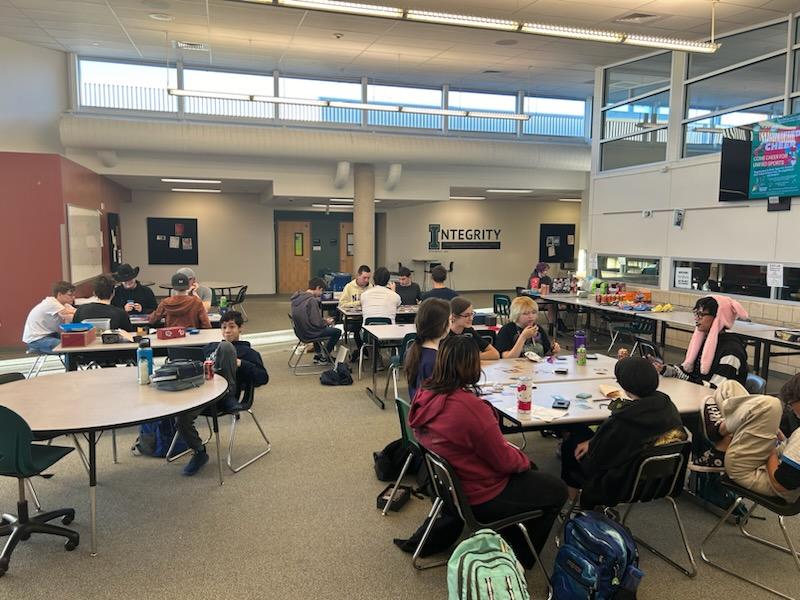 Students hang out with their friends and play a variety of games during the Games Club’s lock-in on Oct. 25.