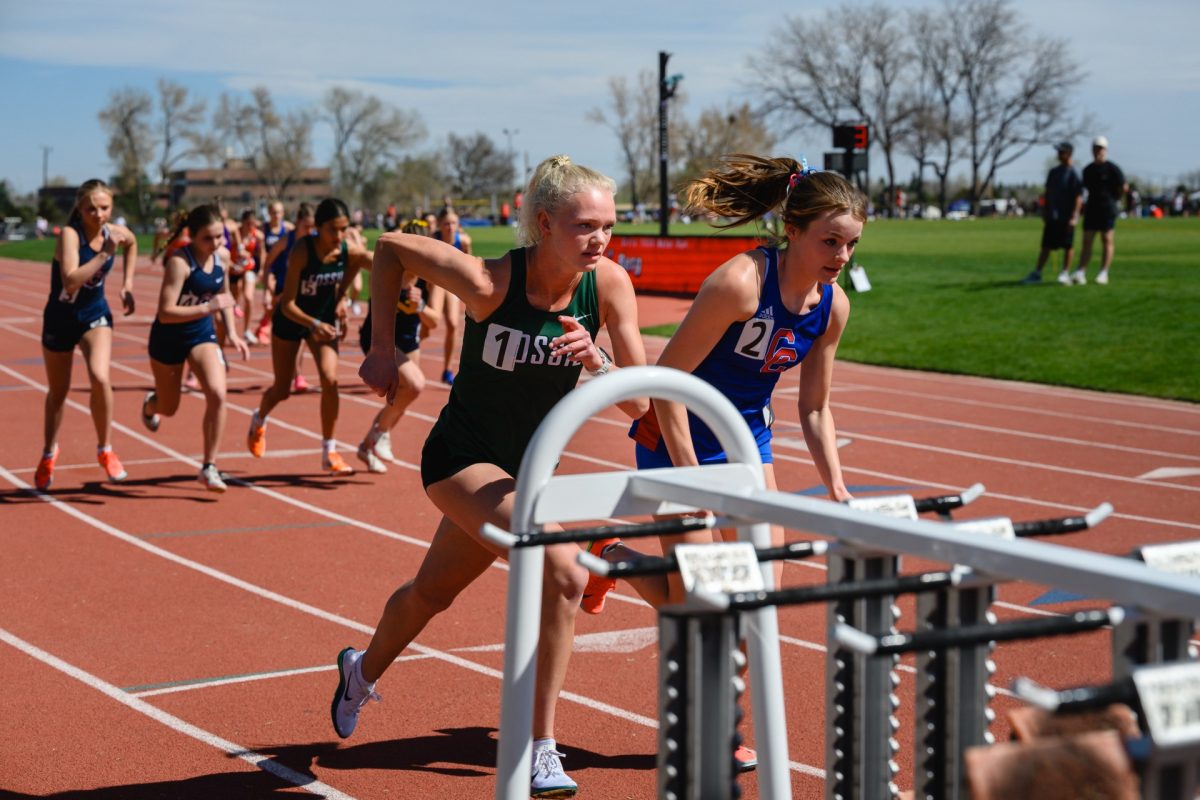 Pushing off the start line, Berg begins her race at the Pomona Invitational against a competitive field.