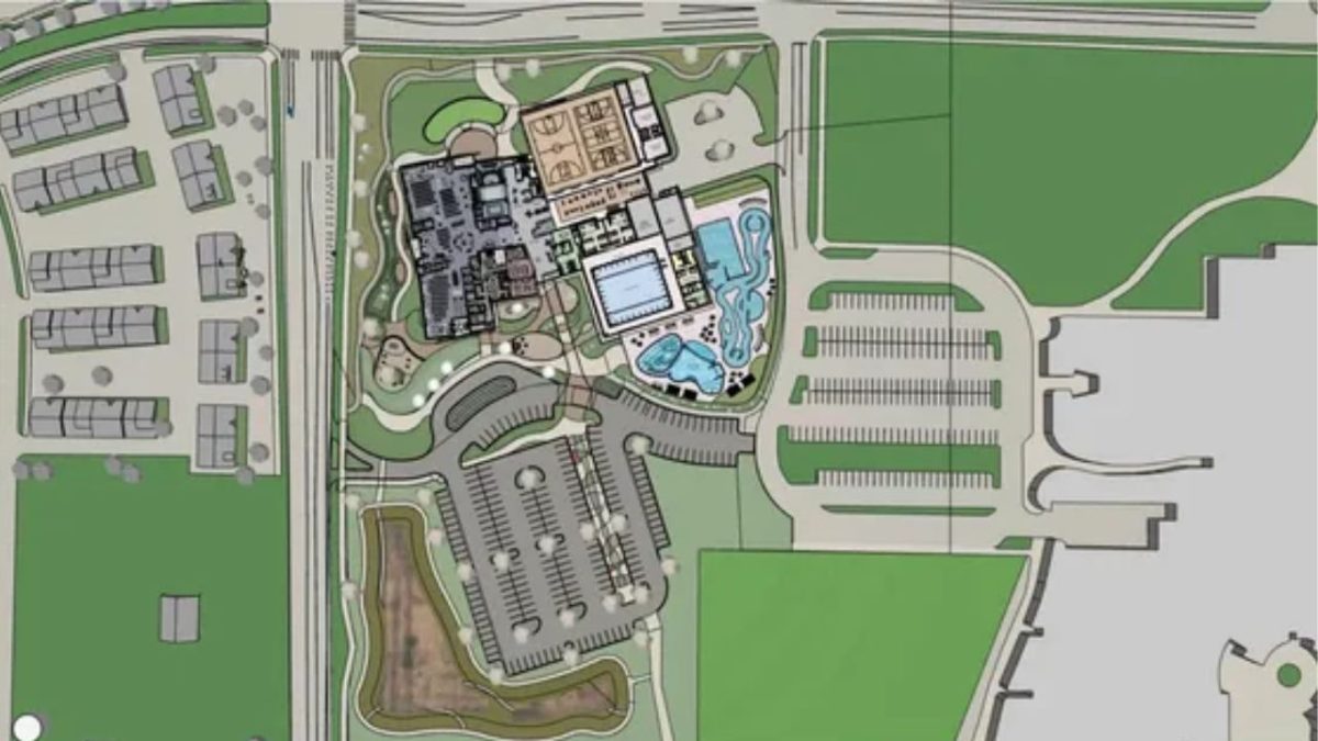 This is a design draft of the new Southeast Community Center, planned for the southeast corner of Ziegler Road and Rock Creek Drive.