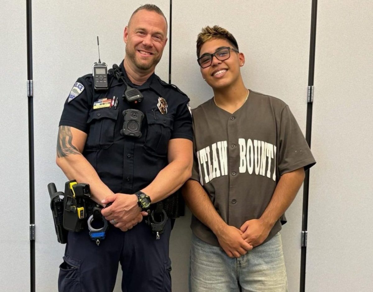 Officer Adam (left) plans to support Diego Gallegos Ceja (right) in his new endeavor.
