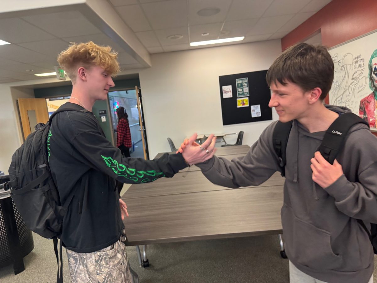 Henry Grabler (left) enjoys time with his friend Cooper Rickart recently.
