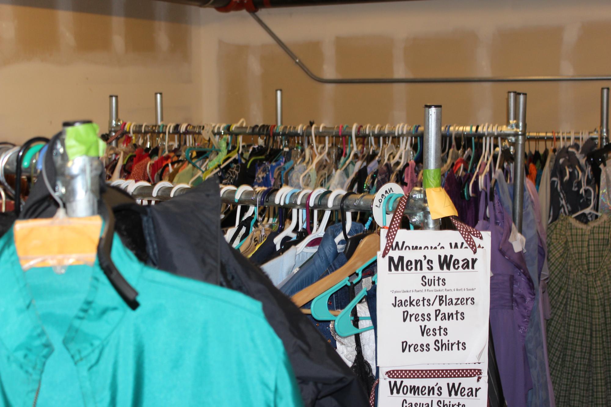 Old costumes in the theatre cages.