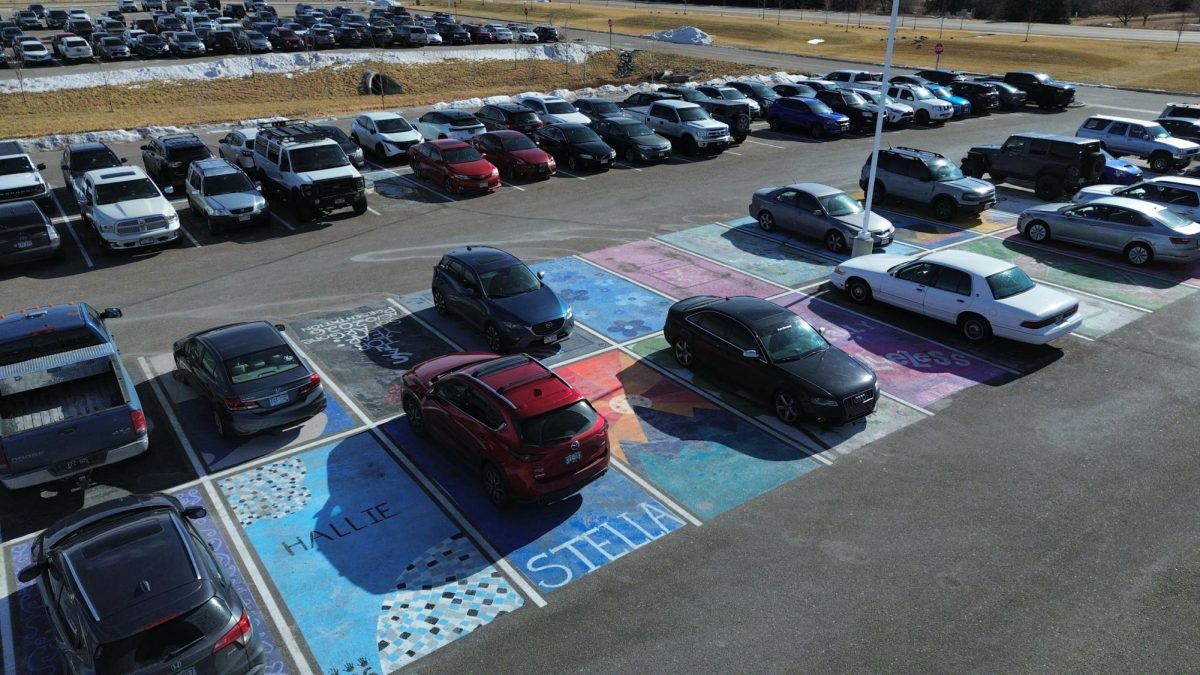 Seniors at Timnath High School turn the parking lot into a canvas.