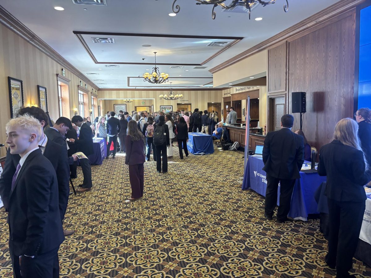View of DECA state competitors preparing to enter their events at the Broadmoor on Febraury 23, 2026