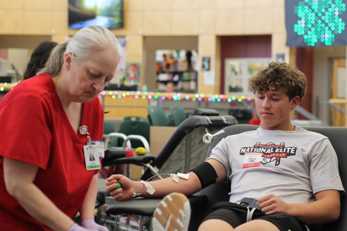 Sophomore Mason Clark gives blood.
