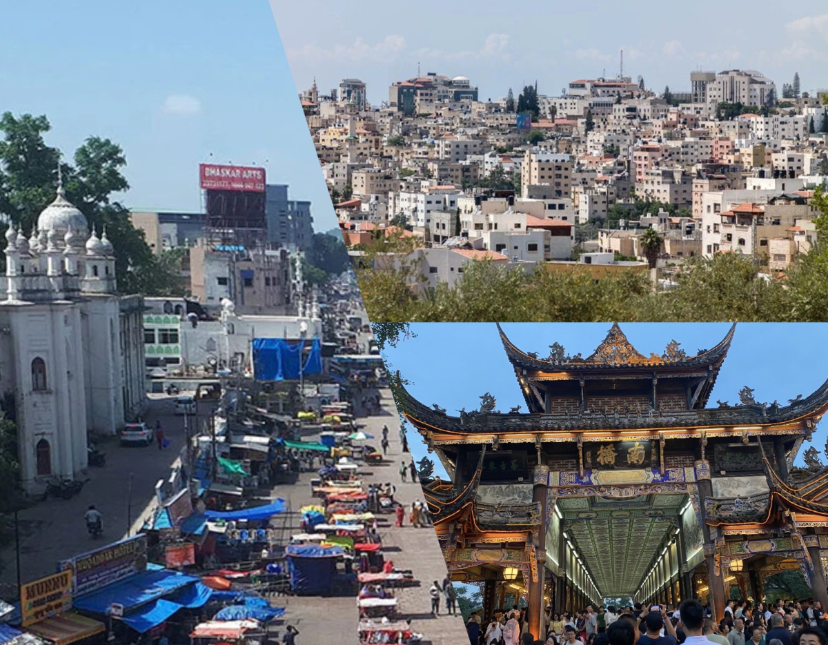 Photo features Hyderabad, India (left) Palestine (top) Beijing, China (Bottom) 


