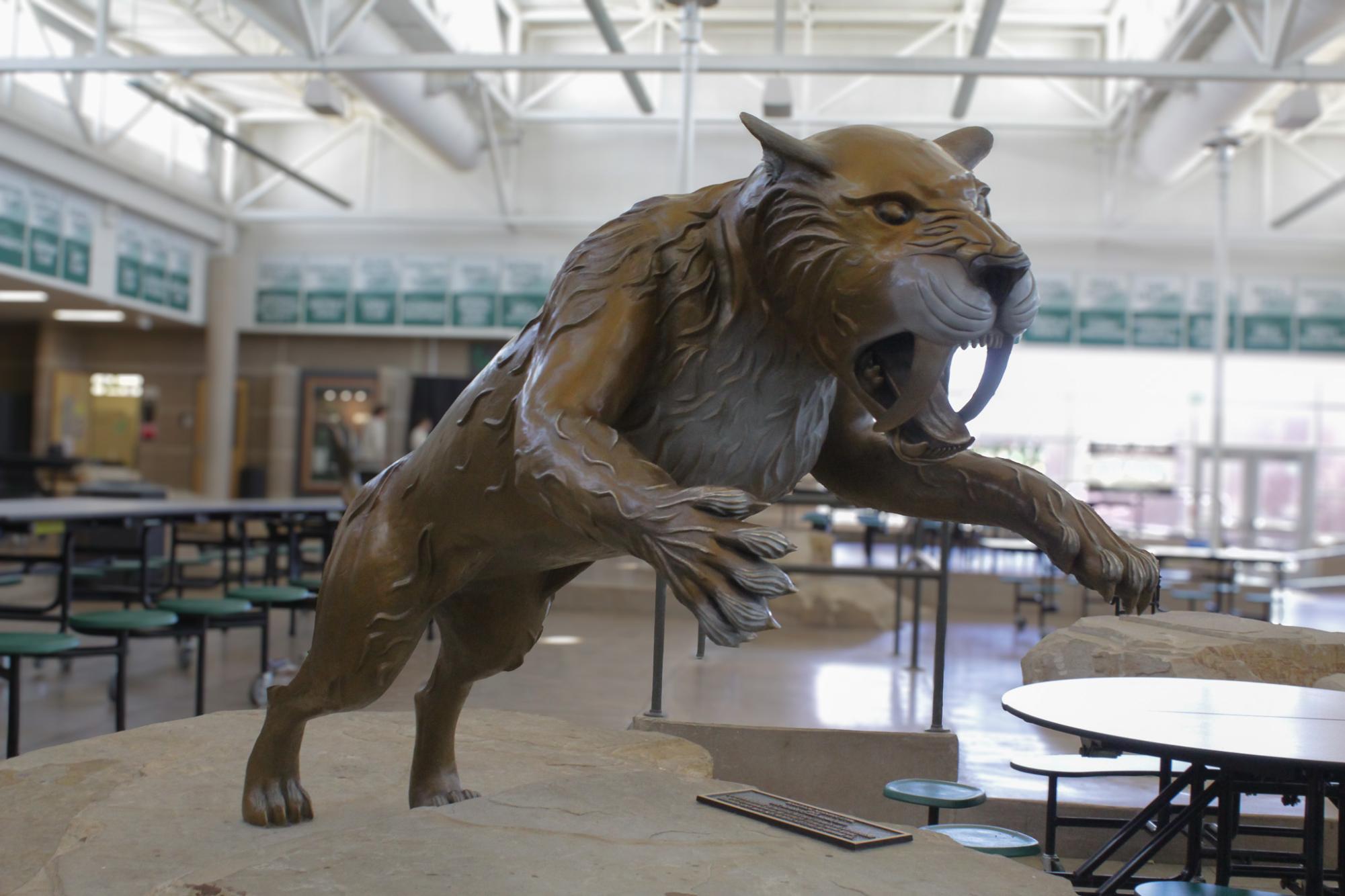 The Sabercat statue serves as a daily reminder and memorial of "fallen Sabercats."